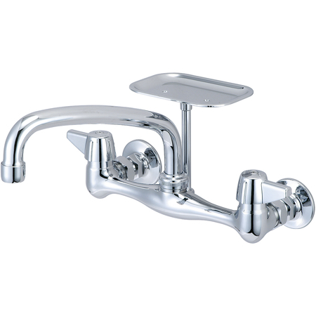 CENTRAL BRASS Two Handle Wallmount Kitchen Faucet, NPT, Wallmount, Polished Chrome, Weight: 4.4 0048-UA1